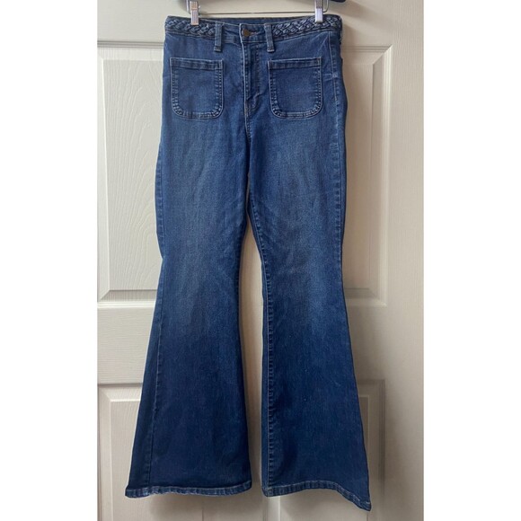 Celebrity Pink Flare Jeans Juniors 11/30 Blue Braided Waist Flare Bootcut Y2K - Picture 1 of 9